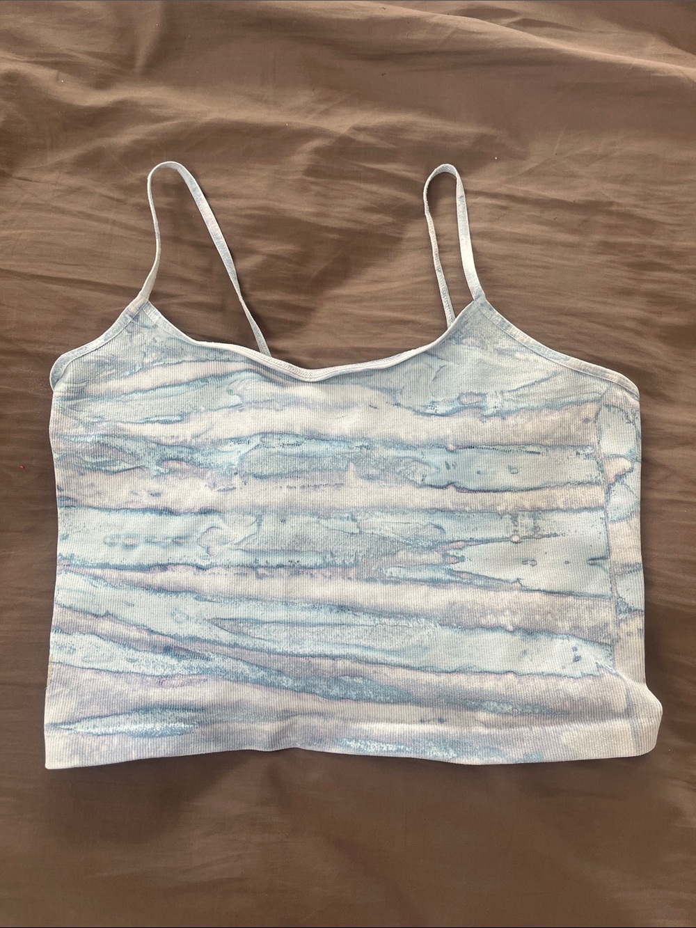 Free People Movement Tighten Up Strappy Back Light Blue Marble Print Tank- M/L
